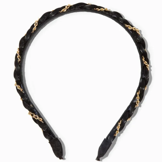 ICING Black & Gold Chain Woven Headband