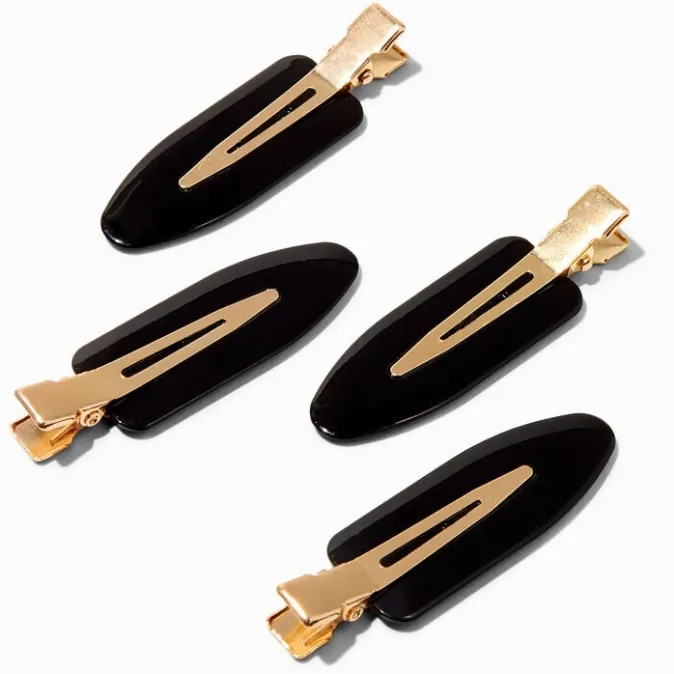 ICING Black & Gold No Crease Hair Styling Clips - 4 Pack