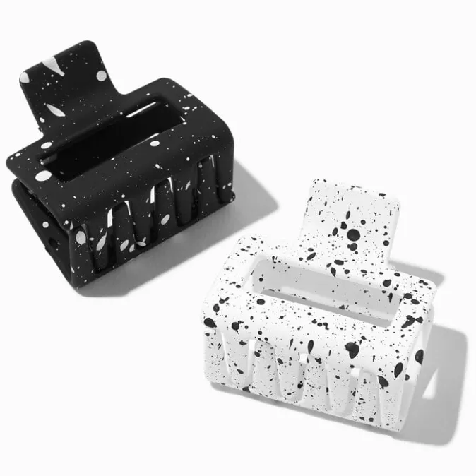 ICING Black & White Splatter Rectangle Hair Claws - 2 Pack