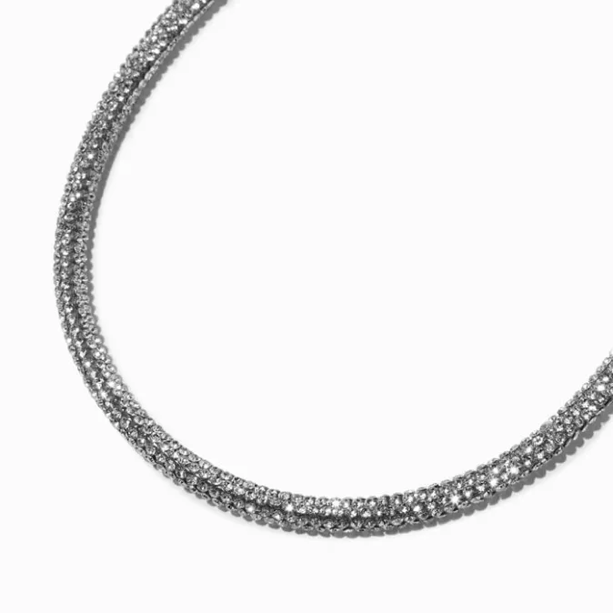 ICING Black Crystal Pav&eacute; Tube Choker Necklace