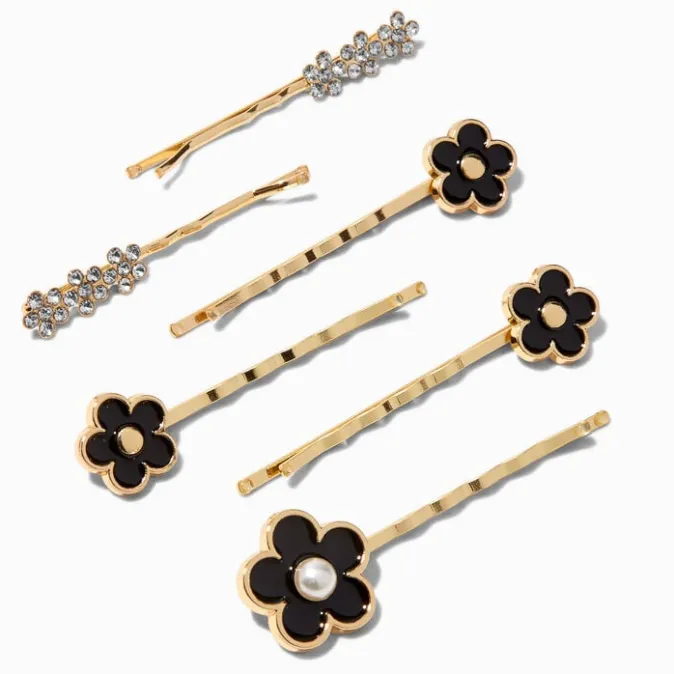 ICING Black Daisy Bobby Pins - 6 Pack