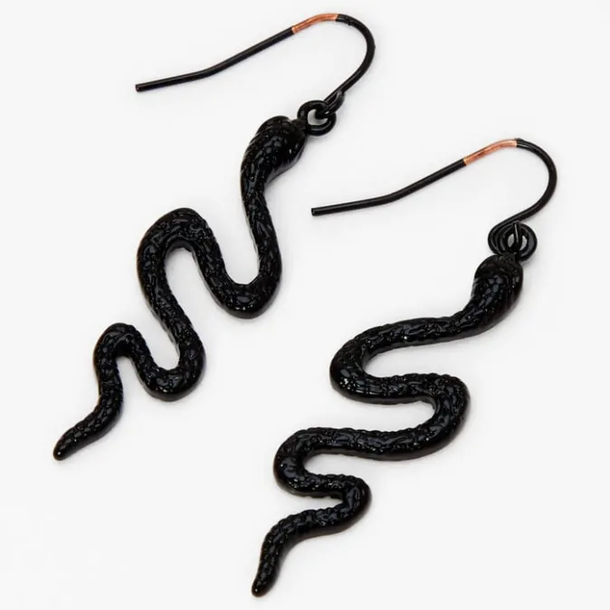 ICING Black Embellished Snake Drop Earrings