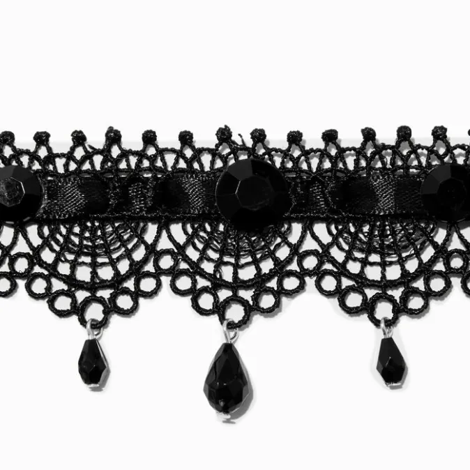 ICING Black Lace Dangle Choker Necklace