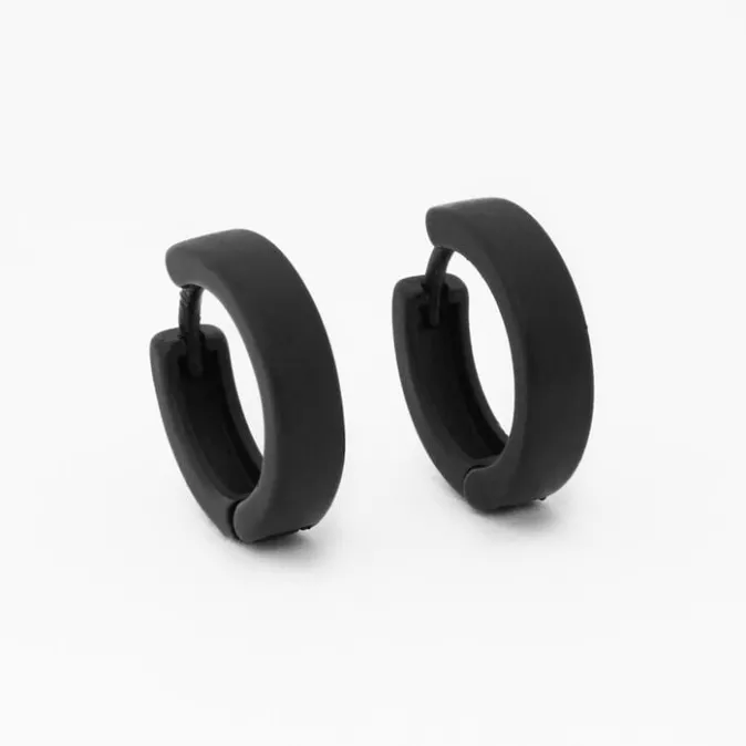 ICING Black 15MM Huggie Hoop Earrings