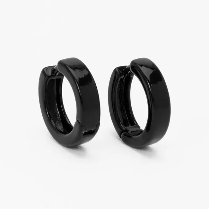ICING Black 15MM Huggie Hoop Earrings