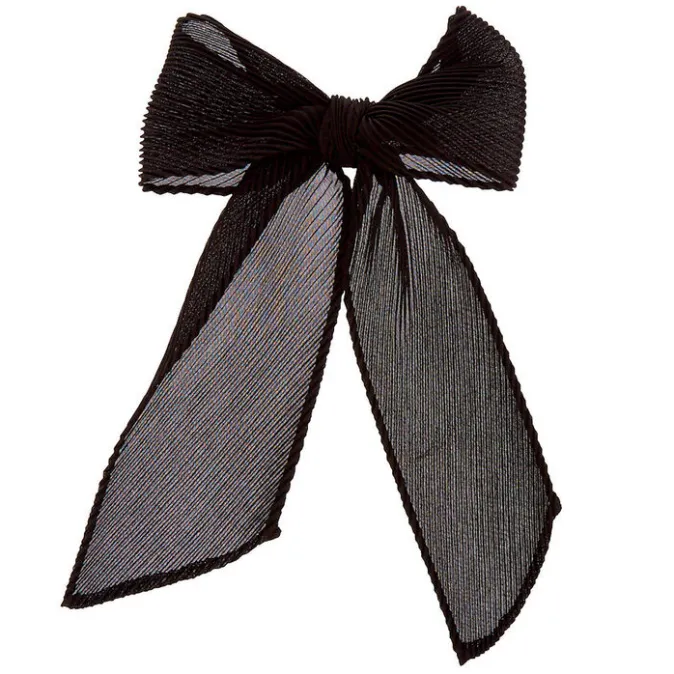 ICING Black Pleated Chiffon Hair Bow Cli