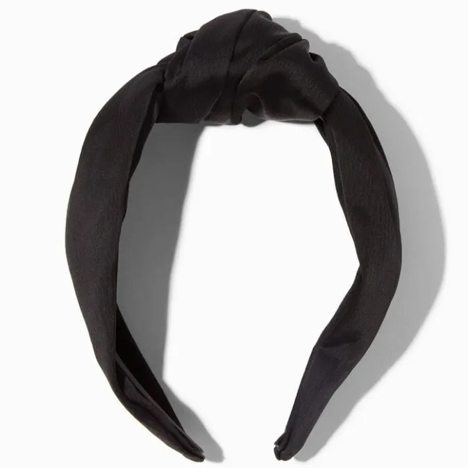 ICING Black Satin Knotted Headband