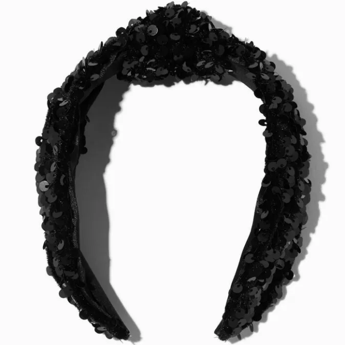 ICING Black Sequin Knotted Headband