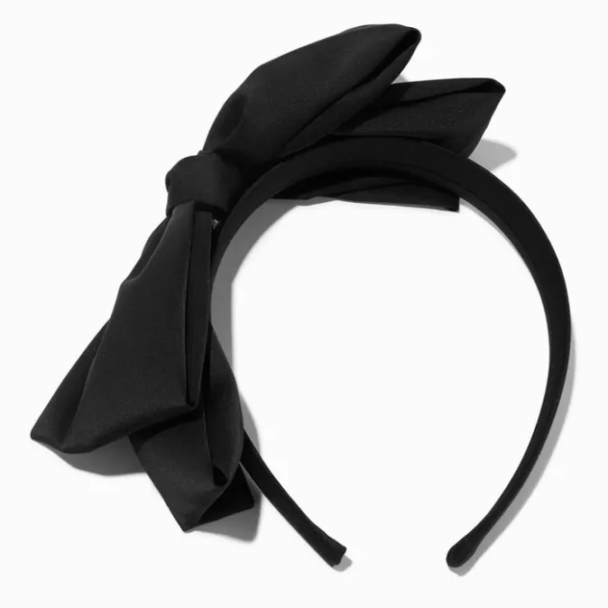 ICING Black Silky Knotted Bow Headband