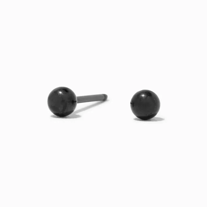 ICING Black Stainless Steel 3mm Ball Studs Ear Piercing Kit with Ear Care Solution
