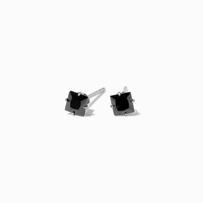 ICING Black Titanium Cubic Zirconia 4MM Square Stud Earrings