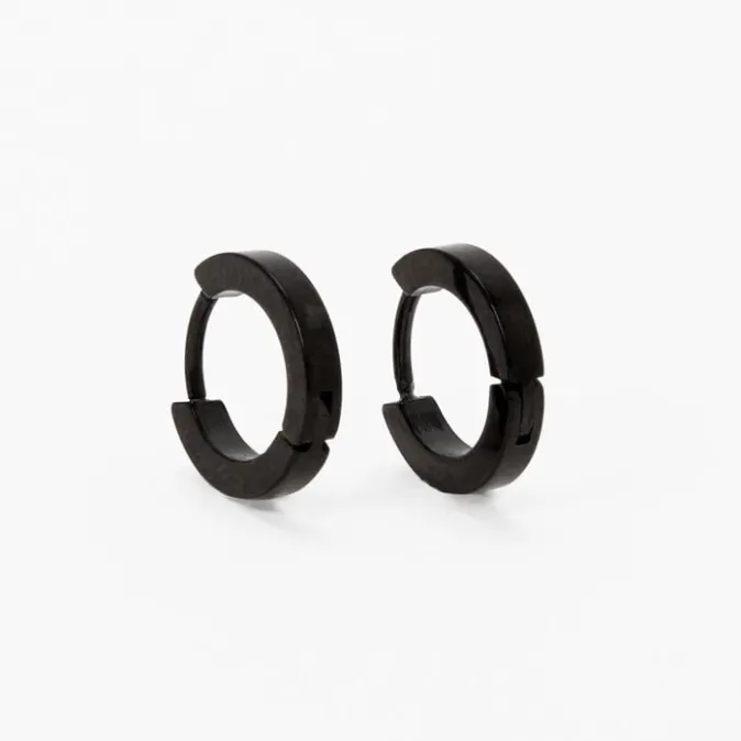 ICING Black Titanium Mini Hoop Earrings -7MM