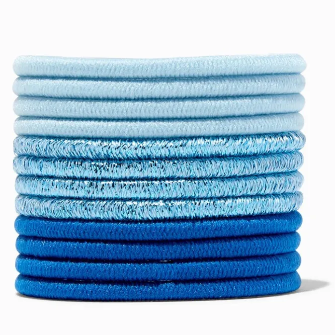 ICING Blue Lurex Hair Ties - 12 Pack