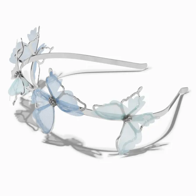 ICING Blue Organza Butterfly Double Row Headband