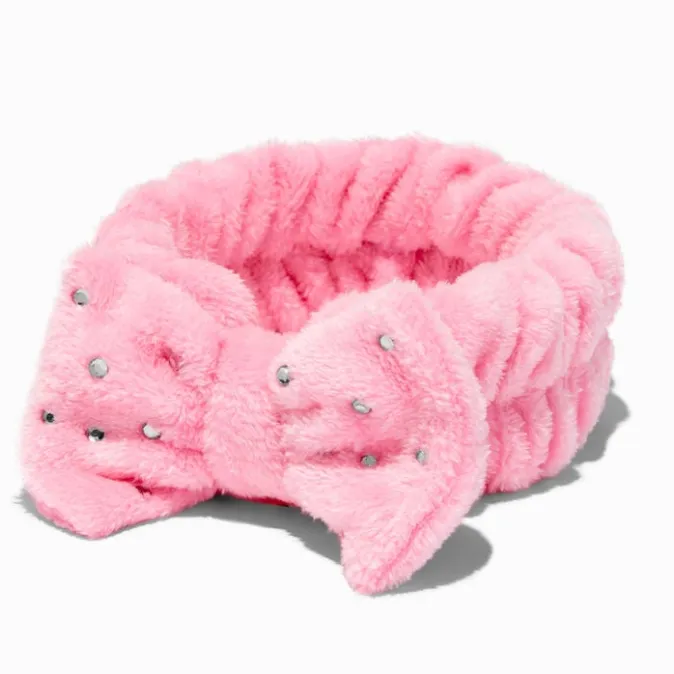 ICING Blush Pink Bling Furry Makeup Bow Headwrap