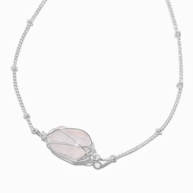 ICING Blush Pink Crystal Wire Pendant Necklace