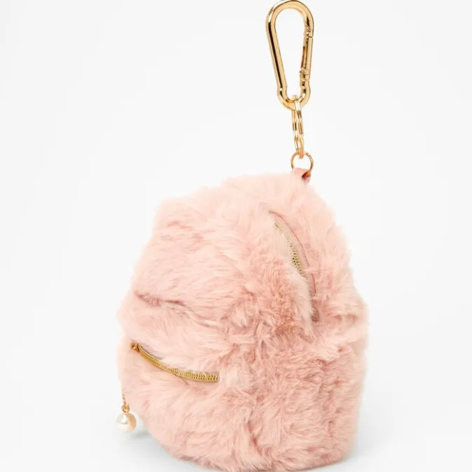 ICING Blush Pink Furry Mini Backpack Keychain