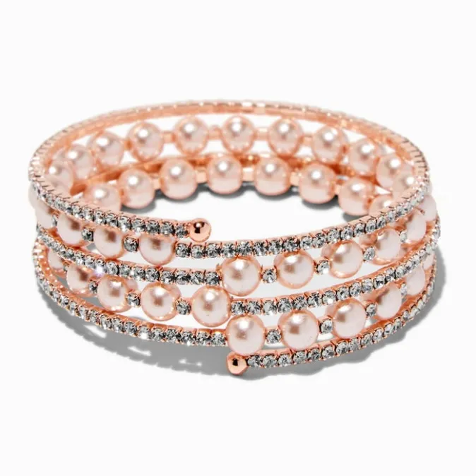 ICING Blush Pink Pearl & Crystal Wrap Bracelet