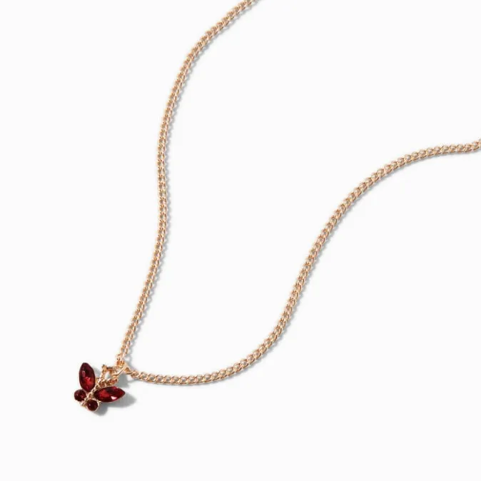 ICING Butterfly Birthstone Gold-tone Pendant Necklace - January