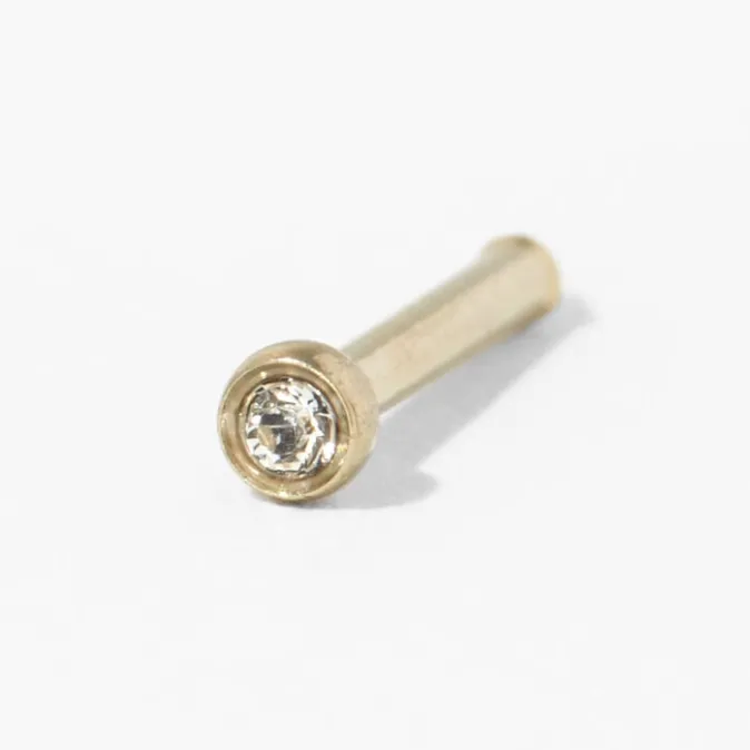 ICING Champagne Crystal Titanium Stud Nose Piercing Kit with After Care Solution