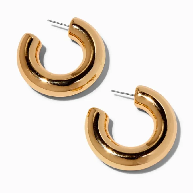 ICING Chunky Gold-tone 40MM Tube Hoop Earrings