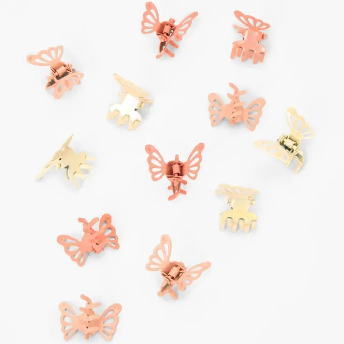 ICING Coral & Cream Butterfly Hair Claws - 12 Pack