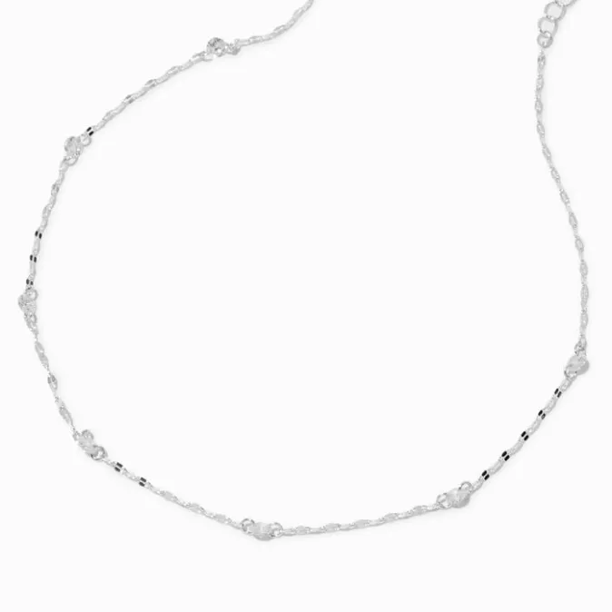 ICING Cubic Zirconia & Black Bead Silver-tone Chain Necklace