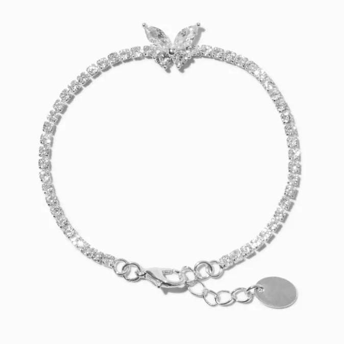 ICING Cubic Zirconia Butterfly Tennis Bracelet - Silver-Tone