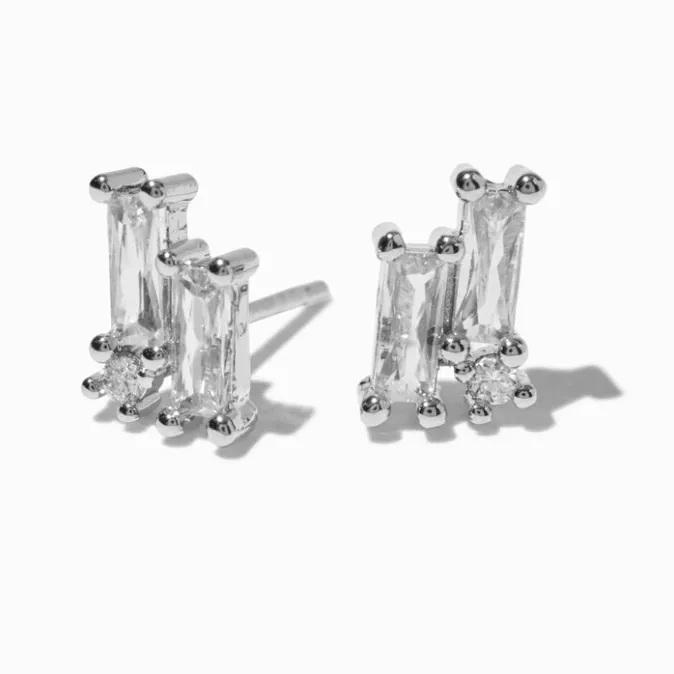 ICING Cubic Zirconia Double Rectangle Drop Earrings