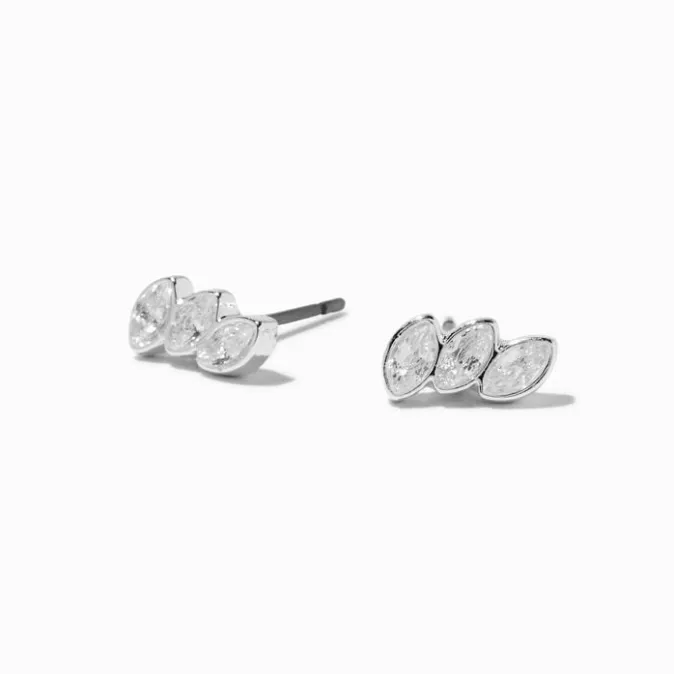 ICING Cubic Zirconia Marquise Trio Stud Earrings