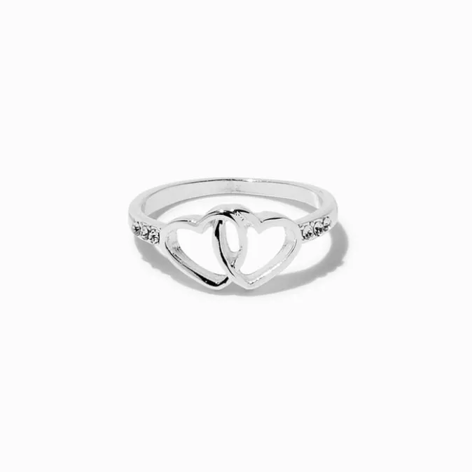ICING Double Heart Silver-tone Ring