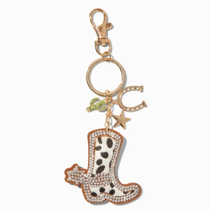 ICING Embellished Cowboy Boot Gold-tone Keychain