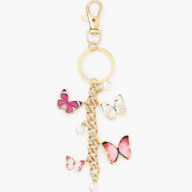ICING Embellished Pink Butterfly Charm Keychain