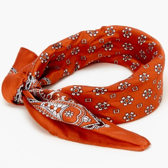 ICING Floral Paisley Silky Bandana Headwrap - Rust