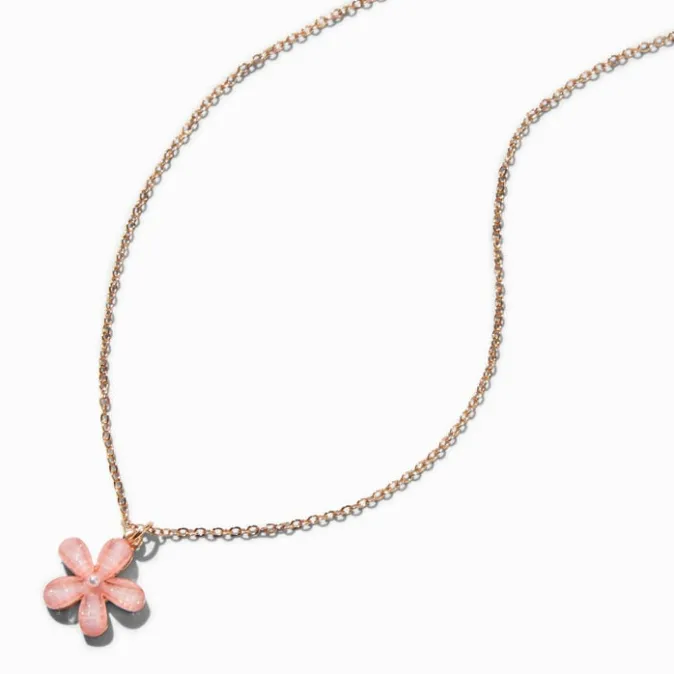 ICING Glitter Pink Flower Pendant Necklace