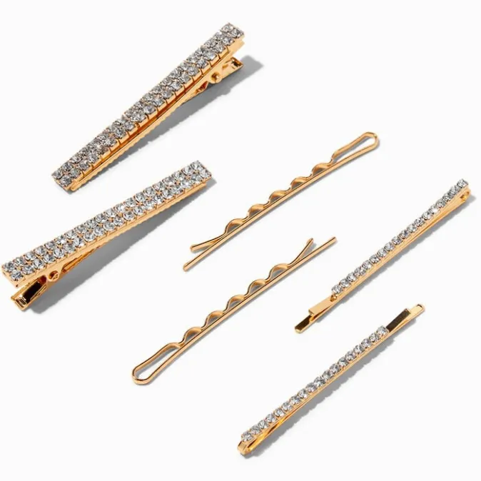 ICING Gold Crystal Bobby Pins - 6 Pack