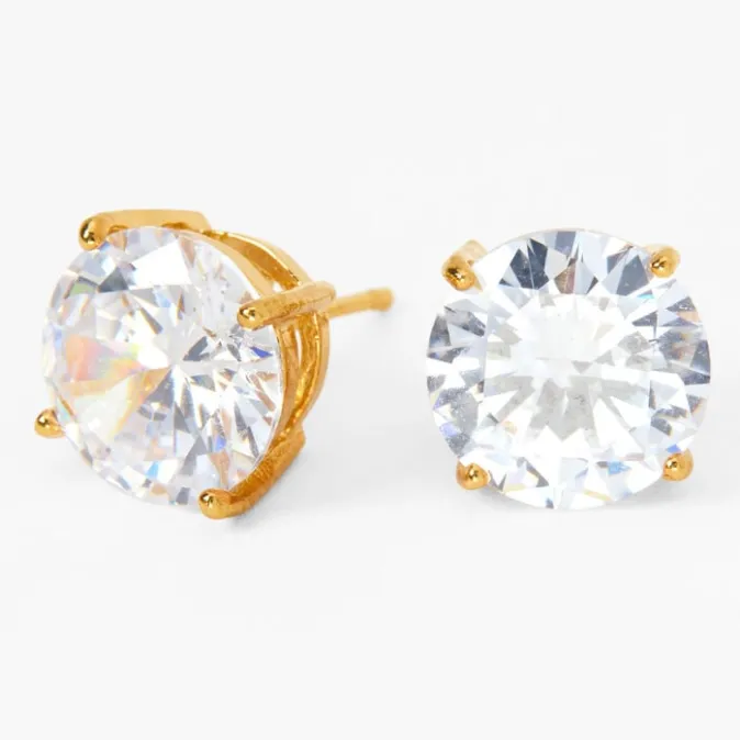 ICING Gold Cubic Zirconia 10MM Round Stud Earrings