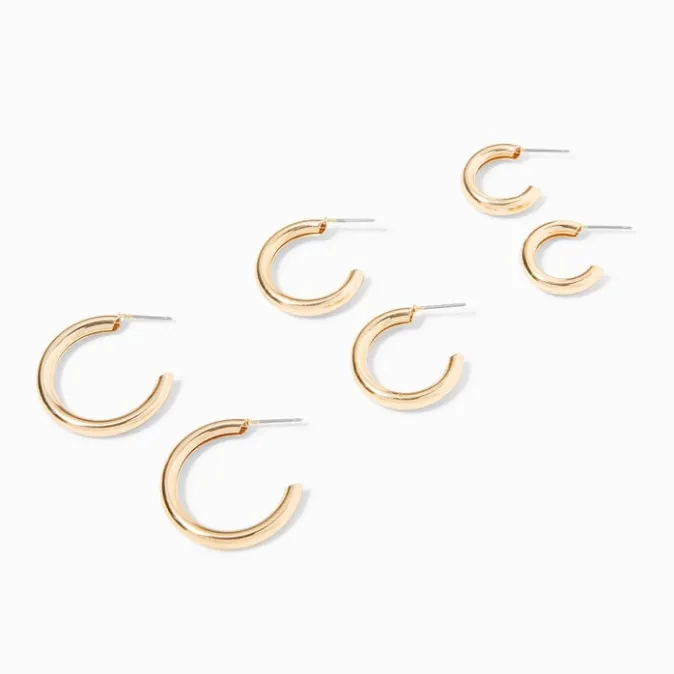 ICING Gold Graduated Hoop Earrings - 3 Pack