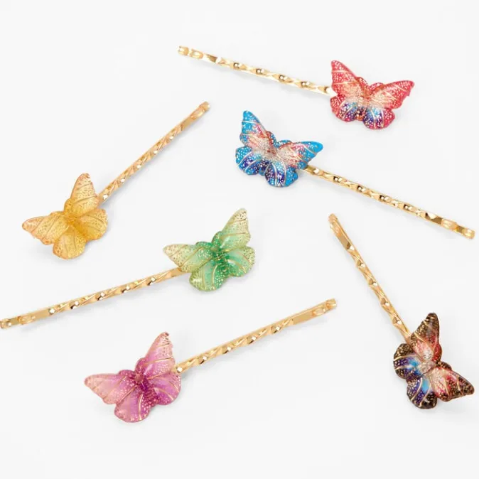 ICING Gold Jewel Tone Butterfly Hair Pins - 6 Pack