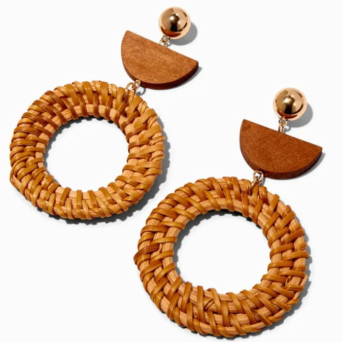 ICING Gold Large Wicker 3" Drop Earrings