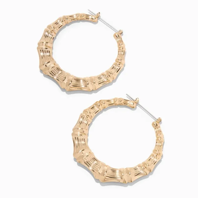 ICING Gold 60MM Bamboo Hoop Earrings