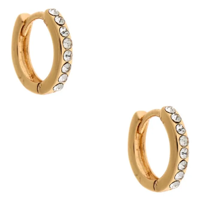 ICING Gold 10MM Embellished Huggie Hoop Earrings