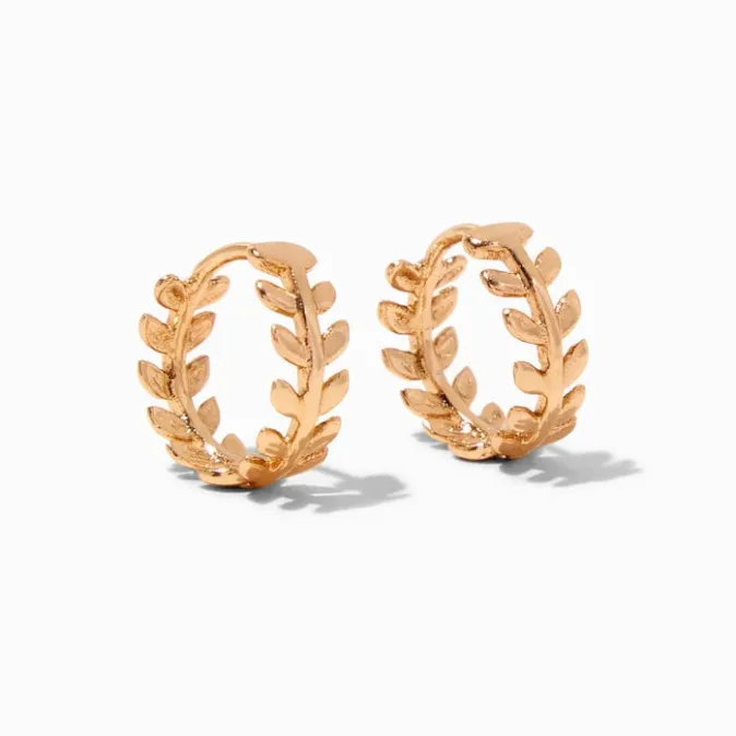 ICING Gold 12MM Leaf Huggie Hoop Earrings