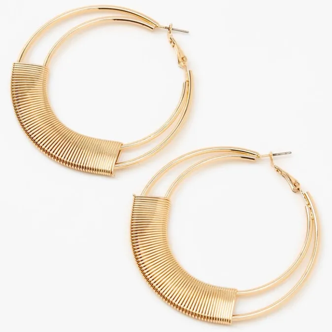 ICING Gold 60MM Spring Double Hoop Earrings