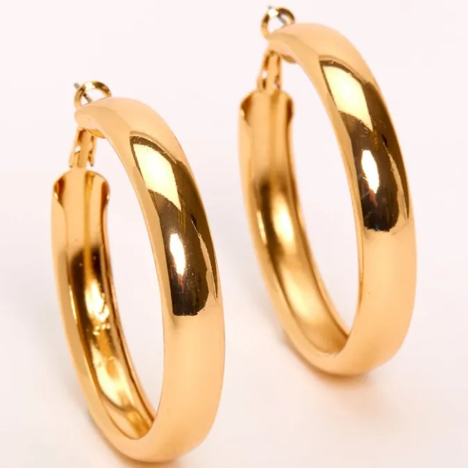 ICING Gold 50MM Tube Hoop Earrings