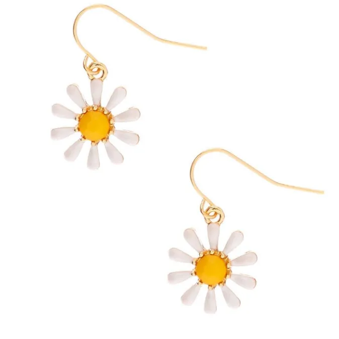 ICING Gold 1" Daisy Drop Earrings