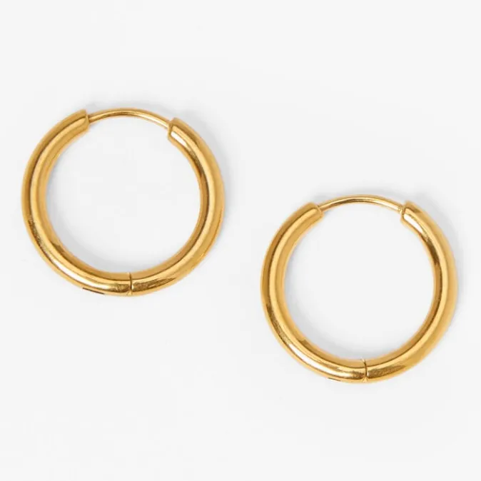 ICING Gold Titanium 12MM Sleek Hoop Earrings