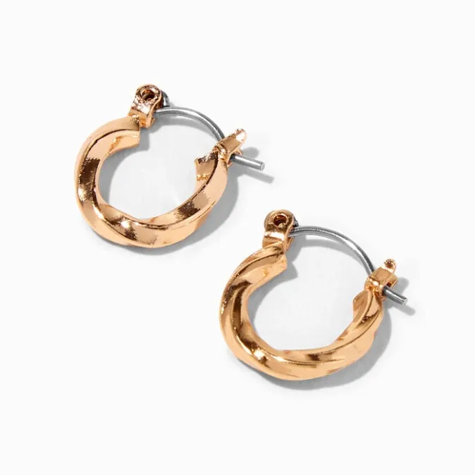 ICING Gold Twisted 10MM Hoop Earrings