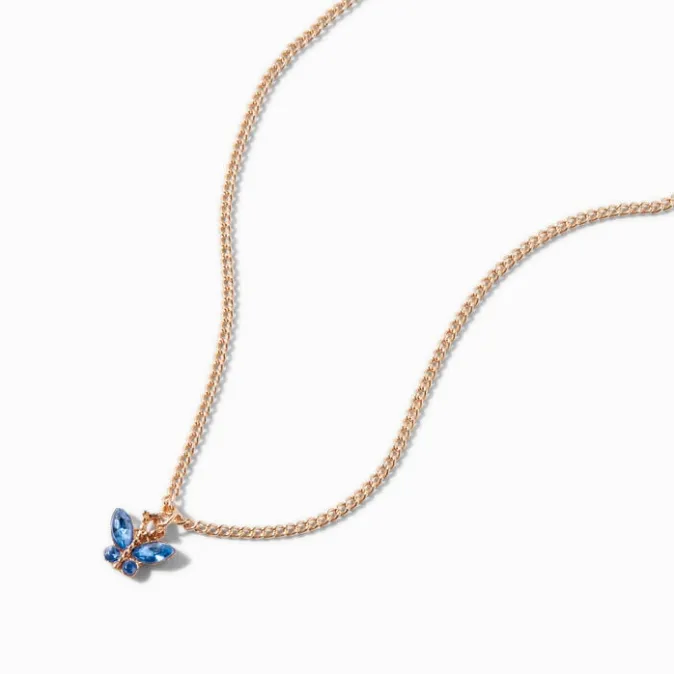 ICING Gold-tone Butterfly Birthstone Pendant Necklace - September