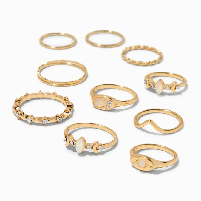 ICING Gold-tone Celestial Mixed Rings - 10 Pack